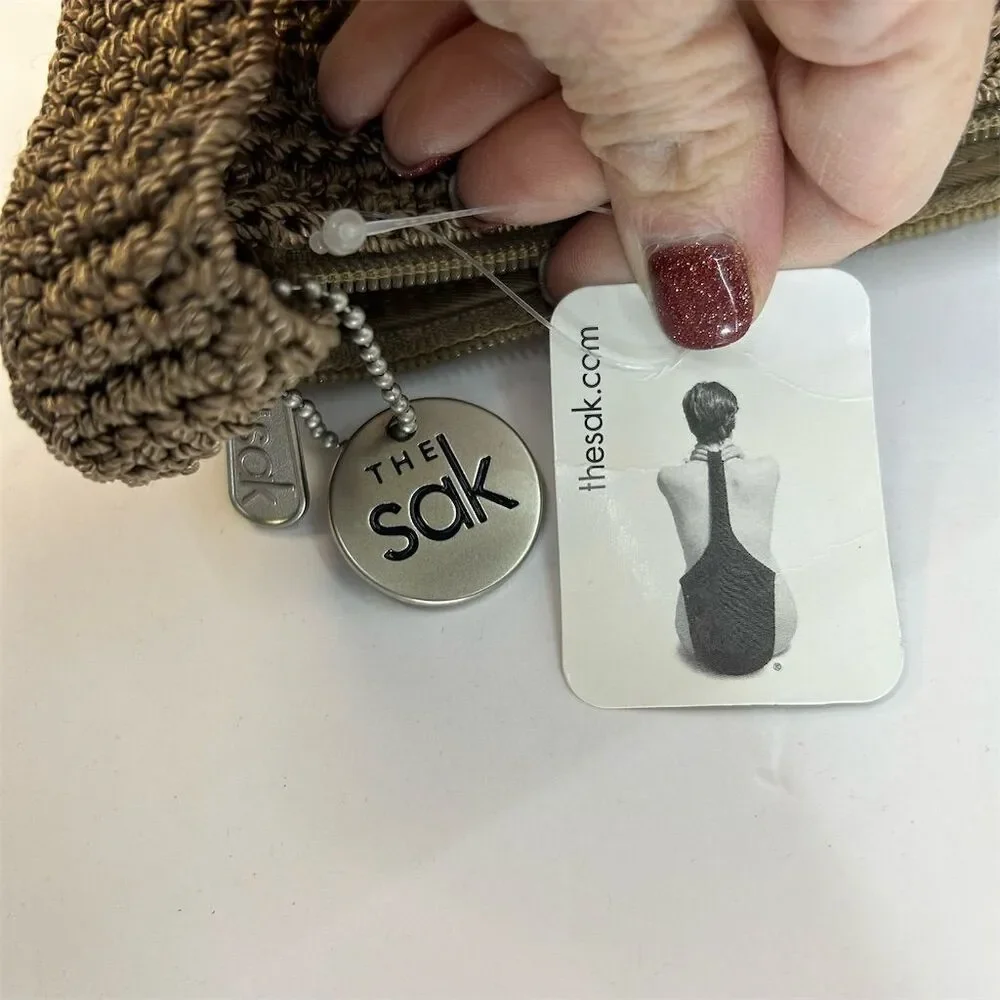 The Sak Women's Taupe Crochet Shoulder Bag with Interior Pocket NWT - Picture 4 of 9